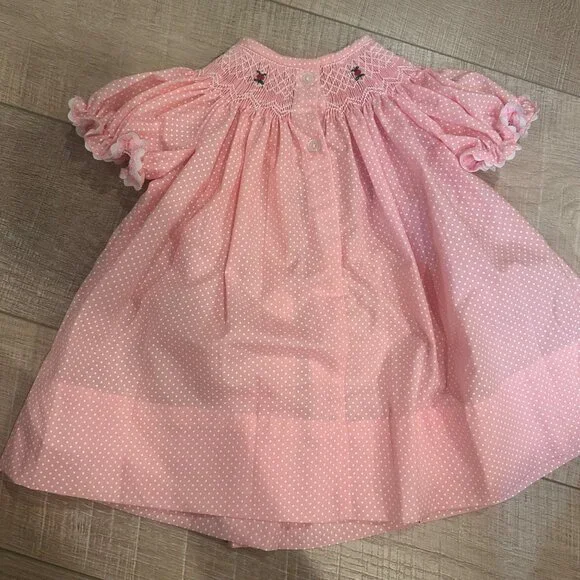 SMOCKED FROCKS GIRLS SIZE 3M SMOCKED PINK DRESS